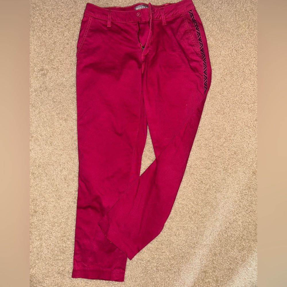 Magenta Pants with Side Pattern